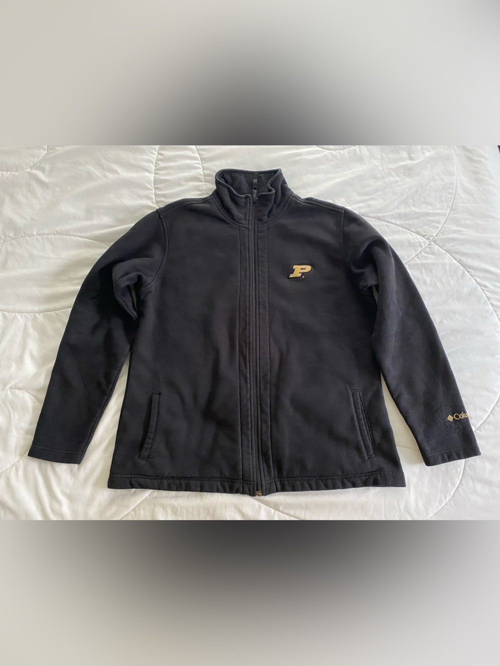 Columbia Purdue Black Sweatshirt with Yellow and Silver Embroidered Patch